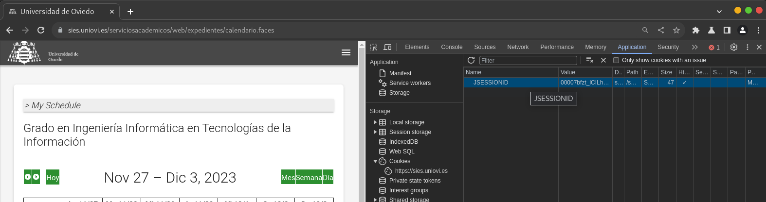 imagen de cómo extrar la cookie JSESSIONID de tu navegador